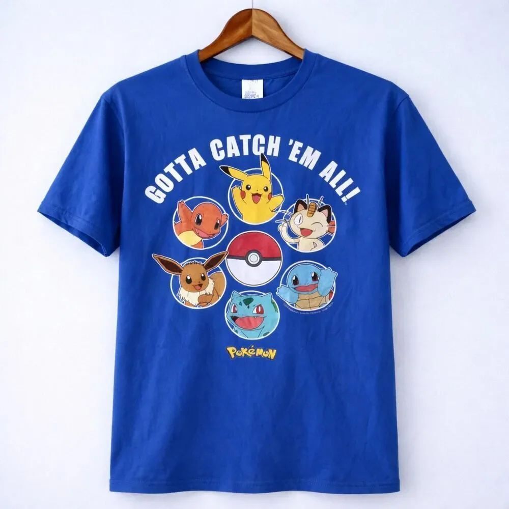 Pokémon Gotta Catch ‘Em All Port & Company Blue Graphic Tee Shirt T-Shirt L